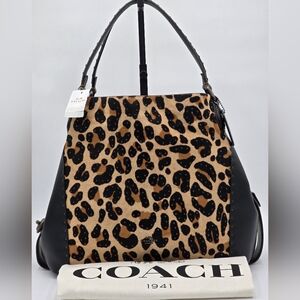 💥NWT💥RARE💥Coach Edie 42 Haircalf Leopard Print W/ Rivets